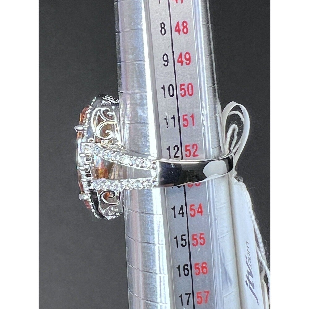 Bella Luce Champagne Simulated Diamond 13.00CT Oval Ring Rhodium Plated - Picture 13 of 14